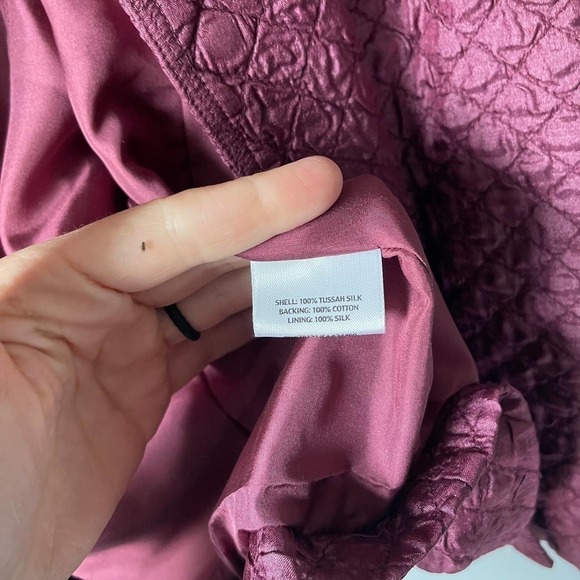Eileen Fisher Women's Purple Maroon 100% Silk Open Front Jacket Size PS - Picture 4 of 5